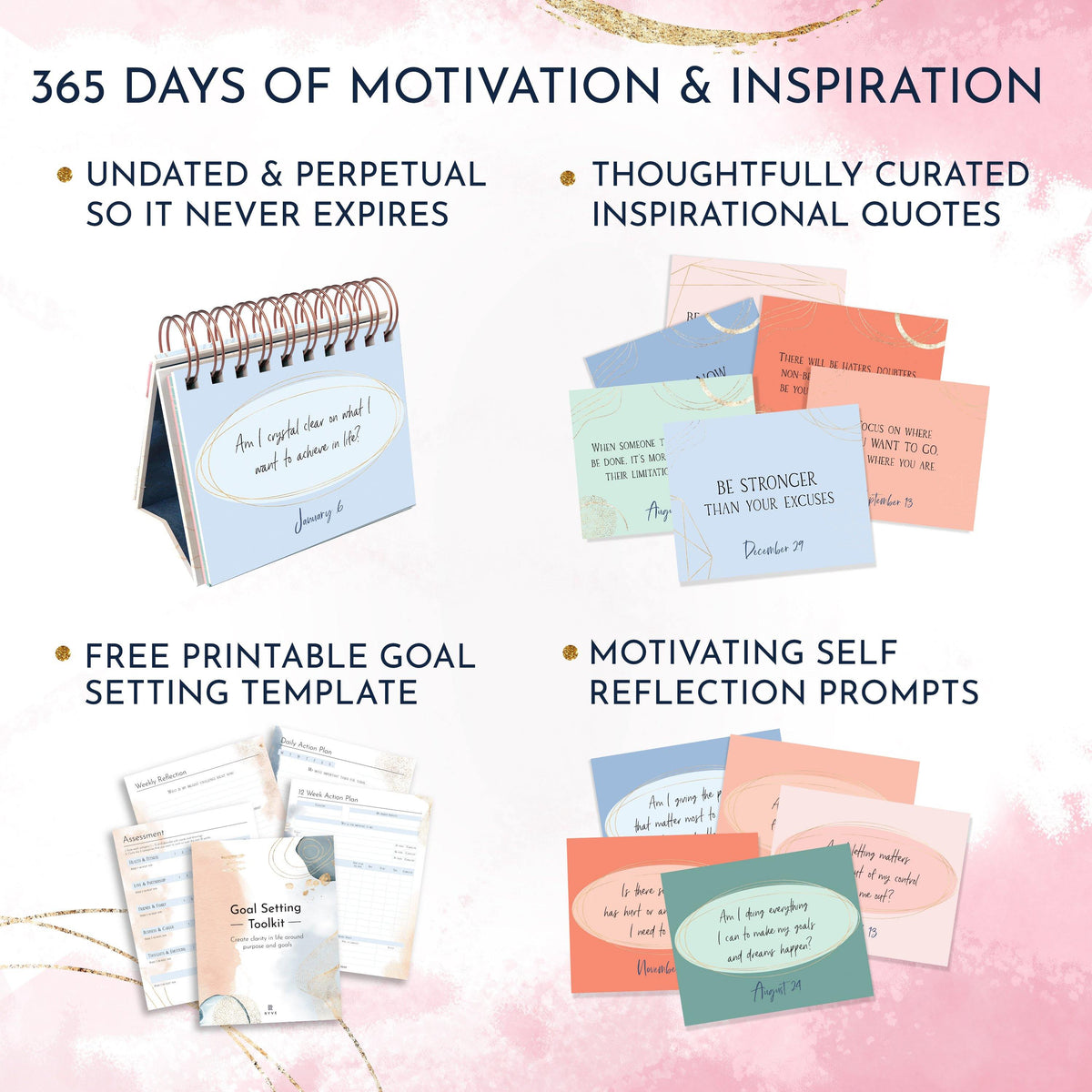 RYVE Inspirational Desk Calendar - Motivational Flip Calendar with Quotes -  Motivational Desk Calendar, Motivational Gifts for Women, Desk Gifts for  Women, New Job Gift, Daily Affirmations for Women 